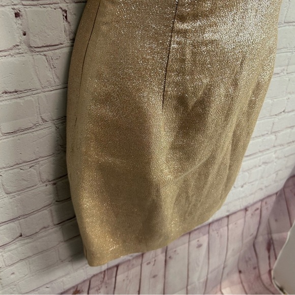 Trina Turk Gold Shimmer one shoulder embellished formal mini dress glam - Picture 4 of 11